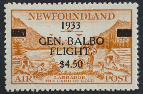 Newfoundland #C18 VFNH 1933 $4.50 Balbo Airmail w/ certs