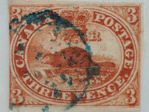 Canada #4vi VG/F Used 1852 3d Beaver Major Reentry