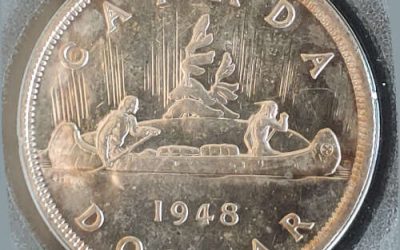 Canada Accurate MS63 1948 George VI Voyageur Silver $1