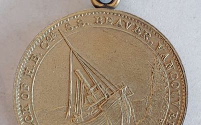H.B.C. S.S. Beaver gold plated Copper Medal #2563 w/ packaging