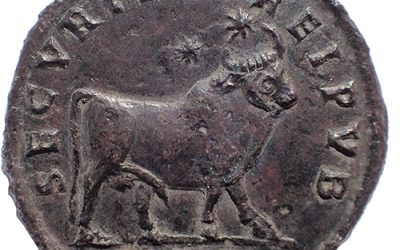 Iulianus II Aposta 361-363 AD 7.1gm AE28 w/ Bull, 2 stars etc