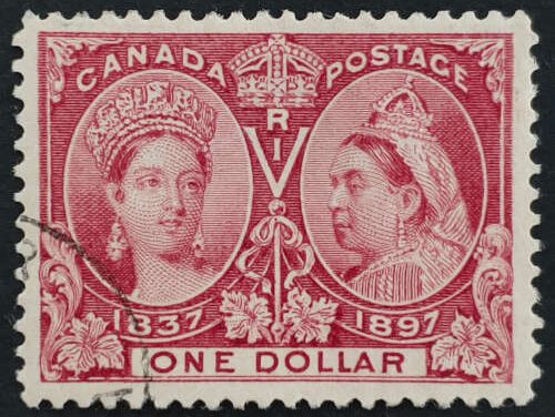 Canada #61 VF Used 1897 $1 Jubilee face free cancel