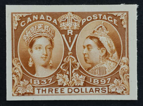 Canada #63P VF 1897 $3 Jubilee Plate Proof on card, 750 issued