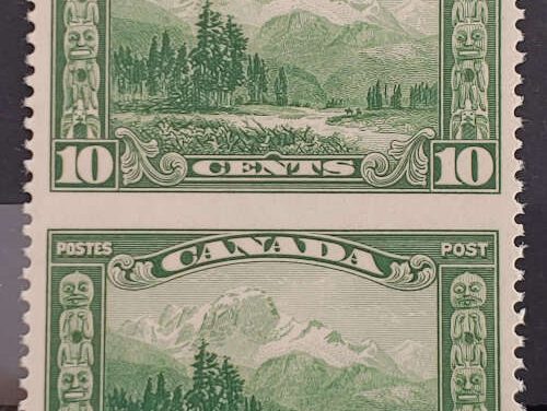 Canada #155c gen VFNH 1929 10c Mt Hurd Perf by Imperf Pair
