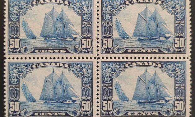 Canada #158 Fine+ 2 Never Hinged 1929 50c Bluenose Block