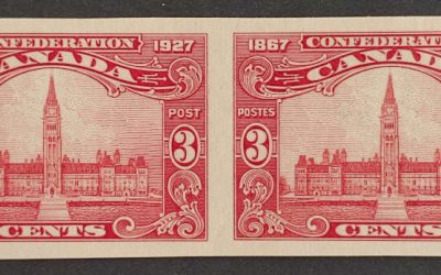 Canada #143a VFNH 1927 3c Parliament Imperforate Pair