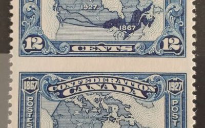 Canada #145c VFNH 1927 12c Map Perf by Imperf Pair