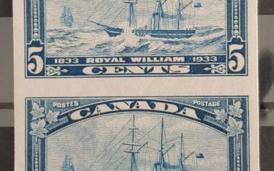 Canada #204a VF Mint 1933 5c Royal William Imperf Pair
