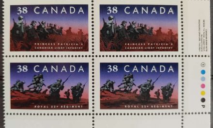 Canada #1250ii VFNH 1989 38c Regiments LR Plate Block (4)