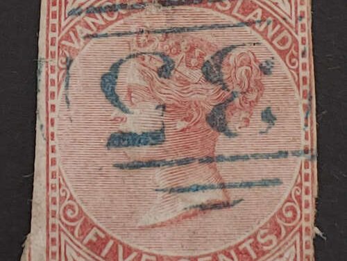 Vancouver Island #3 Fine Used 1865 5c, thin 1930 RPSL Cert