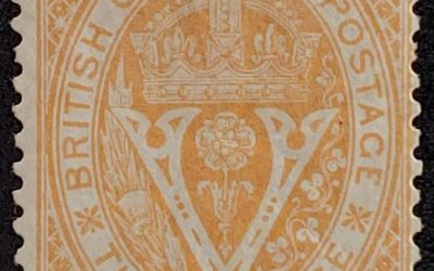 British Columbia #11 Fine Mint HR 1867/71 25c on 3d Orange