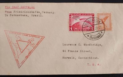 Germany #C34, 41 14 Oct 1933 Zeppelin Flight Cover to Brazil