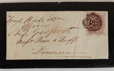 G.B. #27 28 May 1860 6d Mourning Cover and contents to Demerara