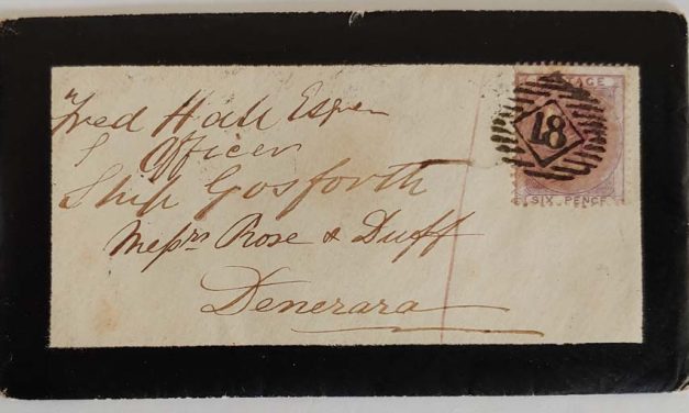 G.B. #27 28 May 1860 6d Mourning Cover and contents to Demerara