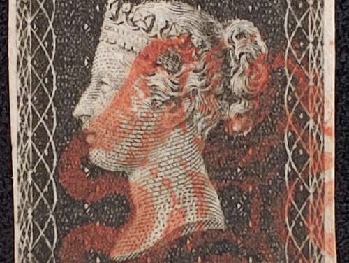 G.B. #1 F/VF Used 1840 1d Black Red M/C Cancel