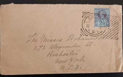 G.B. #114 9 Sep 1890 2.5d London Hoster cancel Cover to N.Y.