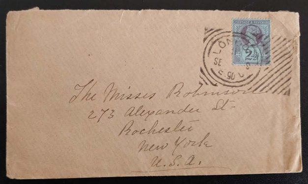 G.B. #114 9 Sep 1890 2.5d London Hoster cancel Cover to N.Y.
