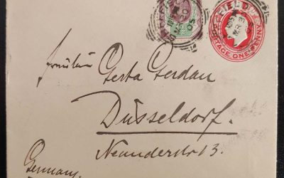 G.B. #129 30 Mar 1905 1.5d uprated 1d Sheffield Sq Circ Cover to Ger.