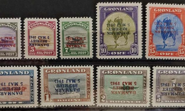 Greenland #19-27 Never Hinged 1945 Inverted Ovpt Set, certificate. US$9400