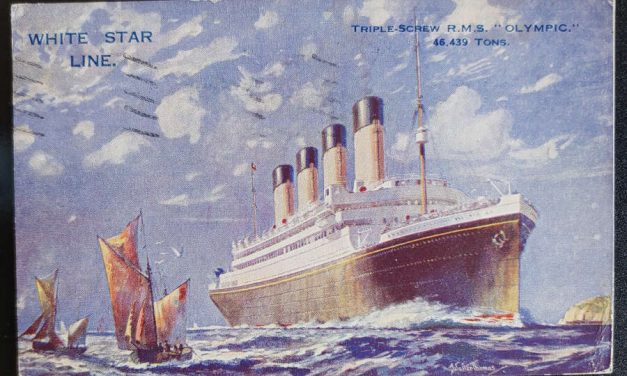 G.B. #189 R.M.S. Olympic 1.5d Used Paquebot Postcard to USA