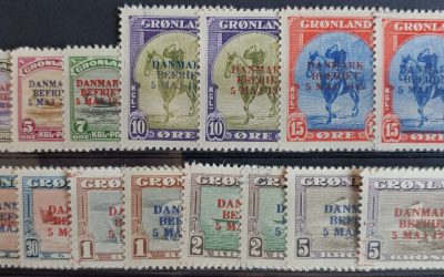 Greenland #19-27a F/VF Never Hinged 1945 Long Set (15)