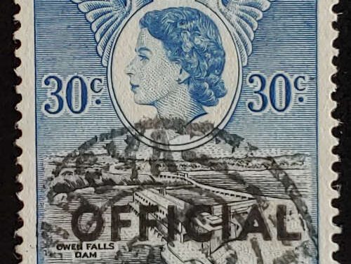 K.U.T. #O5a F/VF Used 1959 30c Double Overprint