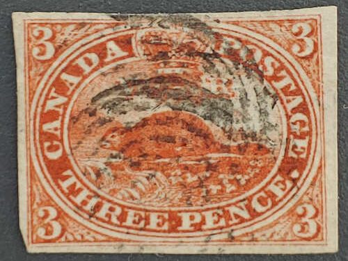 Canada #4ii VF Used 1852 3d Orange Red Beaver