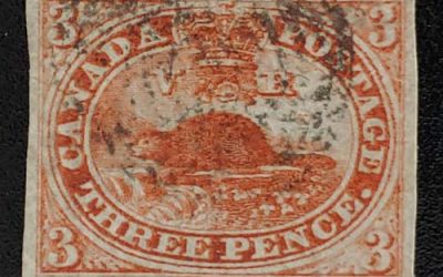 Canada #4 VF Used 1852 3d Beaver shade
