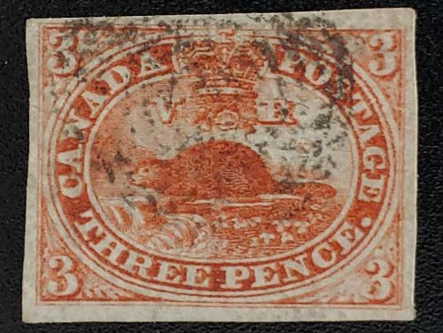 Canada #4 VF Used 1852 3d Beaver shade