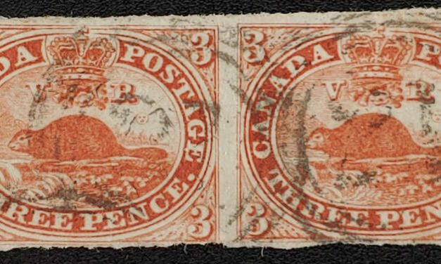 Canada #4 Fine+ Used 1852 3d Beaver horizontal Pair