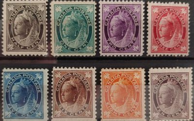 Canada #66-73 Fine+ Mint and Unused 1897/98 QV Leaf Set (8)