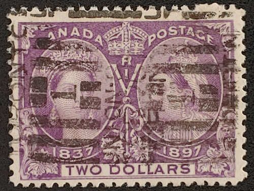 Canada #62 Fine Toronto Union Stn roller Used 1897 $2 Jubilee
