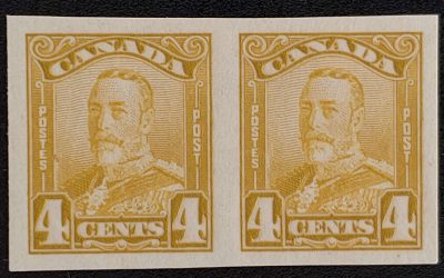 Canada #152a VFNH 1928 4c George V Imperforate Pair, 250 made