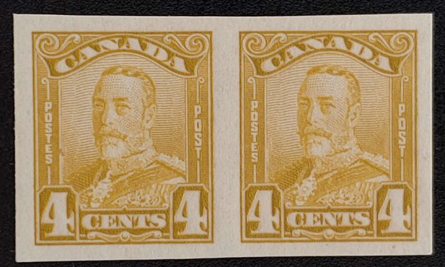 Canada #152a VFNH 1928 4c George V Imperforate Pair, 250 made