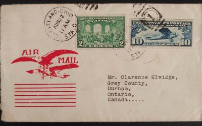 Canada #142 22 Aug 1927 mixed franked Airmail Cover to Ontario