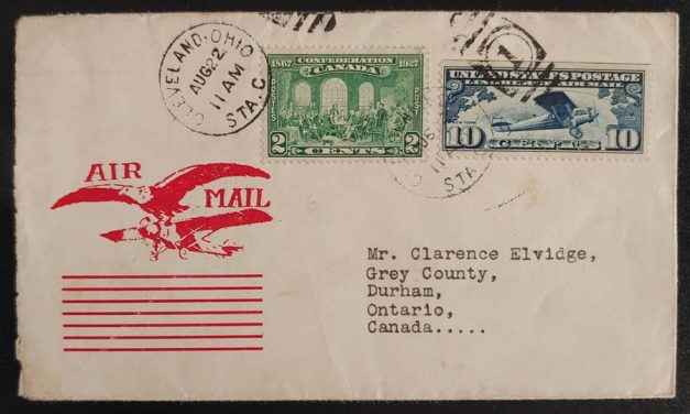 Canada #142 22 Aug 1927 mixed franked Airmail Cover to Ontario