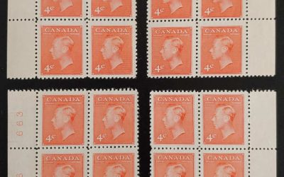 Canada #306 Fine+ Never Hinged 1951 4c Plate 6 Matched Set