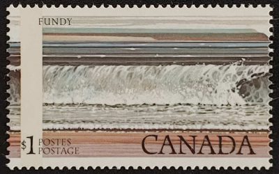 Canada #726 Never Hinged 1979 $1 Fundy 1-bar tag Printing Shift