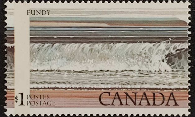 Canada #726 Never Hinged 1979 $1 Fundy 1-bar tag Printing Shift