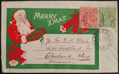 Australia 5 Dec 1933 3d H.M.A.S. Canberra Christmas Cover to USA