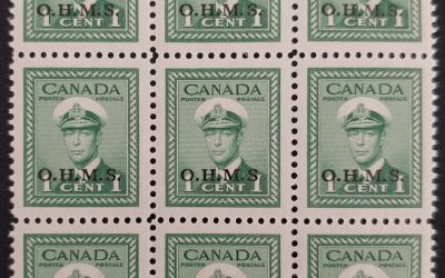 Canada #O1a VFNH 1c Missing Period Variety in Block (9)