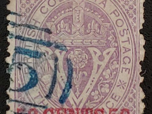 British Columbia #17 Fine Used 1869 50c on 3d w/ 1997 Cert