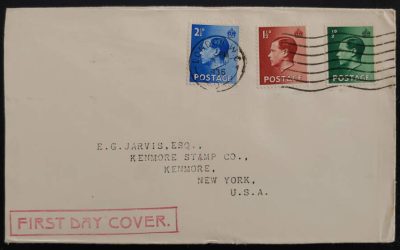 G.B. 1 Sep 1938 Edward VIII Kenmore FDC to NYC (3)