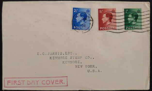 G.B. 1 Sep 1938 Edward VIII Kenmore FDC to NYC (3)