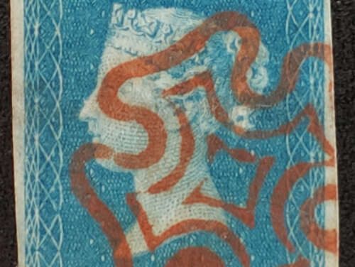 G.B. #2 F/VF Red M/C Used 1840 2d Blue position S-D