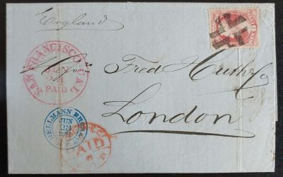 U.S.A. #137 23 Jun 1871 6c Hellmann Bros San Fran FLS to London