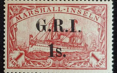 New Britain #12 F/VF Mint 1914 1S on 1Mk, 2022 APS Cert