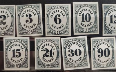 U.S.A. #O48TC4a/O56TC4a 1873 trial colour Proof Set (9)
