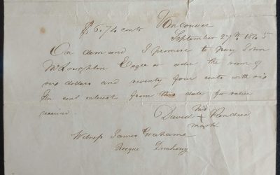 H.B.C. 27 Sep 1845 John McLoughlin signed Promissory Note