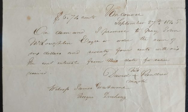 H.B.C. 27 Sep 1845 John McLoughlin signed Promissory Note